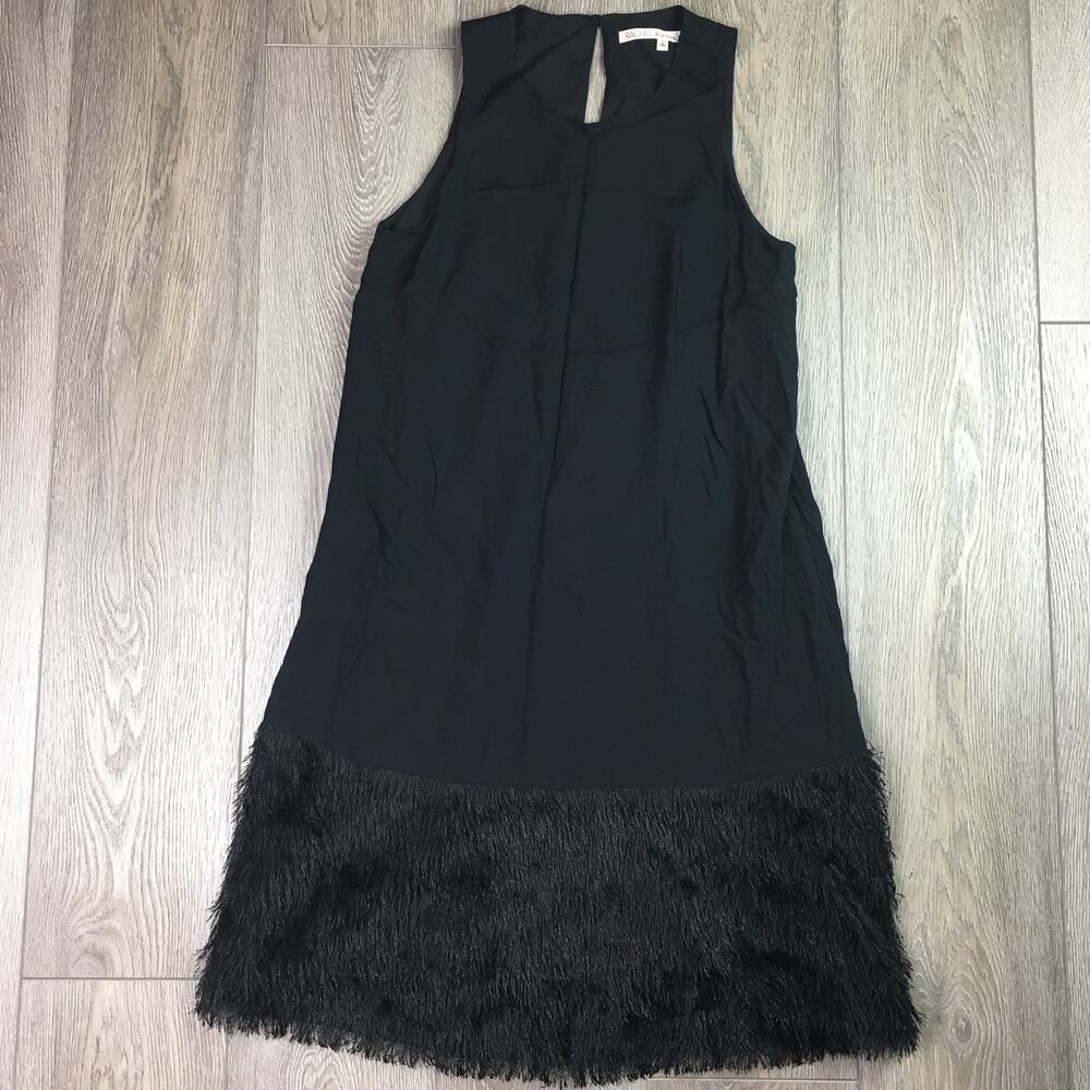 Rachel Rachel Roy Sleeveless Faux Fur Trim Shift Mini Dress Black Small